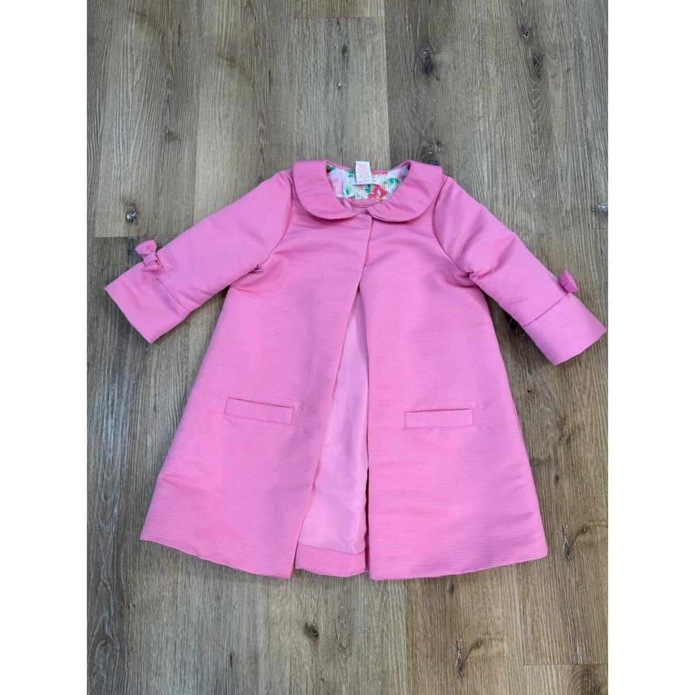 Tommy Bahama Preppy Trench Coat Kids Size 10 Pink Ribbed Bow Detail Old Money